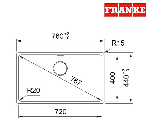 حوض مطبخ بيج 1 عين 76×44 سم - فرانكي ماريس ام ار جي 610-72 - 114.0661.657