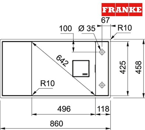 Franke Fresno FSG 211-86 - Black Kitchen Sink 1 Bowl 86×46 cm - 135.0649.483