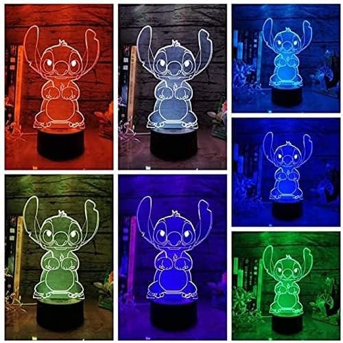Lilo & Stitch Acrilic Tabe Lamp 7 Colors Change With Remote Control - Charged by USB Or Batteries - B09Q12VRLM