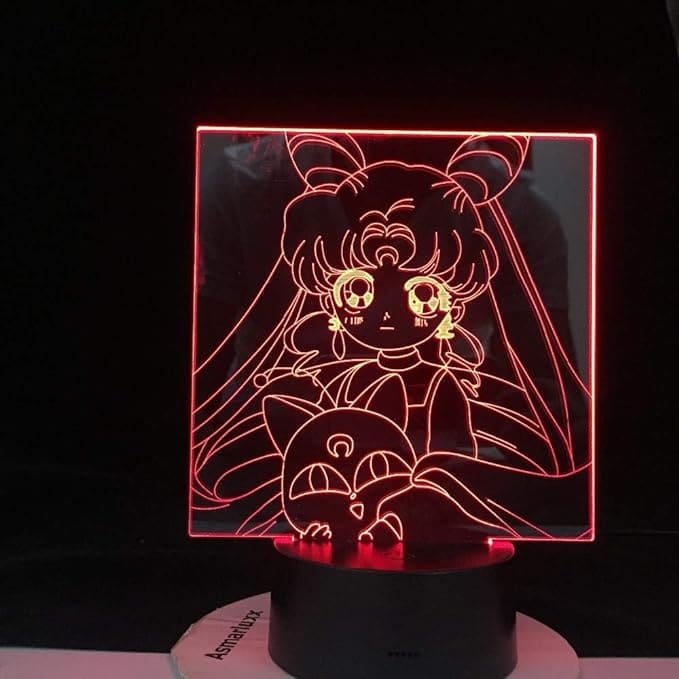 مصباح مكتب اكريليك لانمي سيلور مون 16 لون مختلف مع ريموت تحكم عن بعد و وصلة USB - B09BJS43Z5