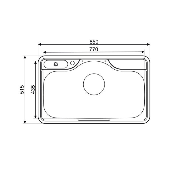 Asil Turkish Stainless Steel 1 Bowl Kitchen Sink 51.5×85 cm - Asil - AS 111