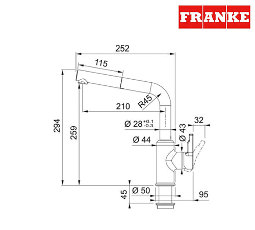 Franke Urban Doccia - L Side Kitchen Mixer - Black - 115.0637.756