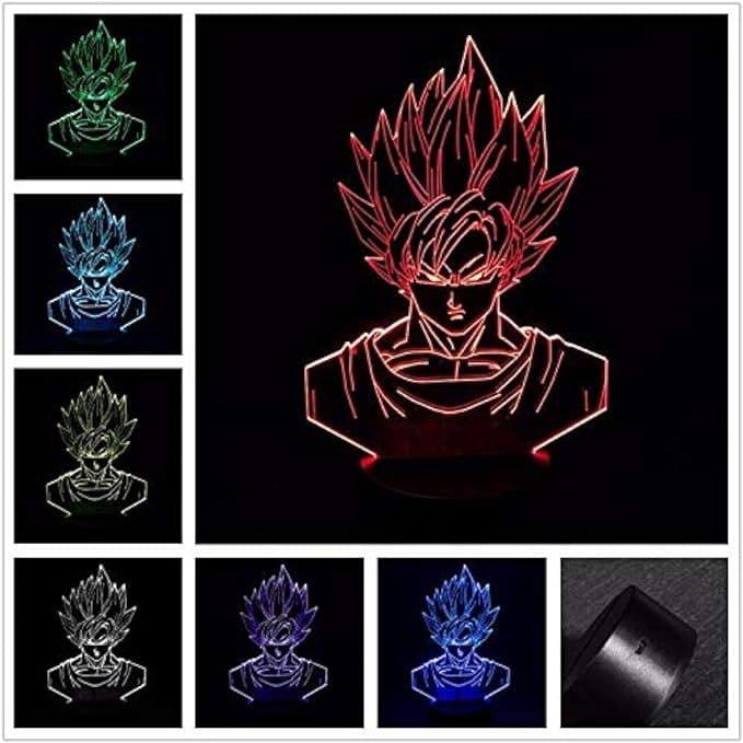 Dragon Ball - Goku Super Saiyan Action Figure Acrilic Tabe Lamp 16 Colors Change With Remote Control - Charged by USB Or Batteries - B09PGNGH6Y