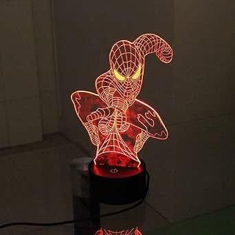 Spider Man Figure Acrilic Tabe Lamp 7 Colors Change With Remote Control - Charged by USB Or Batteries - B078LWQ3YJ