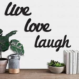 لافتة حائط خشبية بعبارة "Live Love laugh" لديكور الحائط طول 13 سم × عرض 29 سم - B07MBFKYVZ