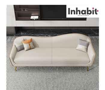 Relaxing Sofa Chaise-long Modern Minimalist - Color: Beige - W200cm D55cm H75cm - Inhabit - IF-00059