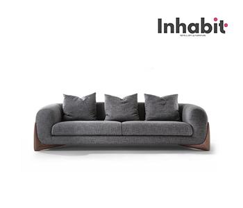 Luxury Soft Fabric Sofa In 2 Colors - W230cm D85cm H70cm - Color: Grey - Inhabit - IF-00089