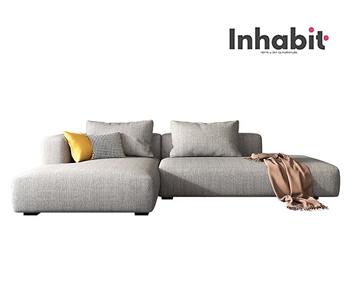 Nordic Minimalist Sofa In 4 Styles - Sofa 2 pieces L-Shape : W250cm D95cm L160cm H60cm -Color: Grey - Inhabit - IF-00094