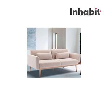 Living Room Sofa In Velvet With Metal Legs - W150cm D75cm H80cm - Color: Beige - Inhabit - IF-00132