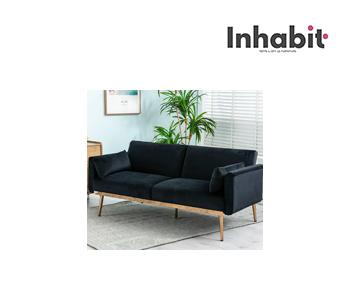 Living Room Sofa In Velvet With Metal Legs - W150cm D75cm H80cm -  Color: Black - Inhabit - IF-00133