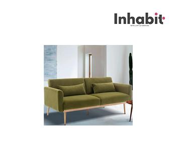 Living Room Sofa In Velvet With Metal Legs - W150cm D75cm H80cm -  Color: Green - Inhabit - IF-00135