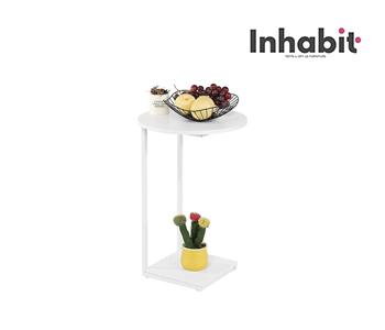 Simple Round Side Table With Downside Shelf - D40cm H60cm - Color: White - Inhabit - IF-00137