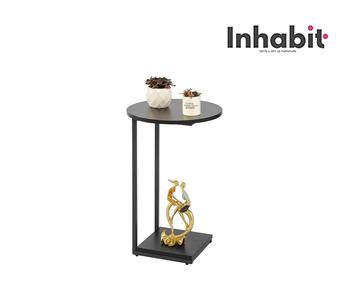 Simple Round Side Table With Downside Shelf - D40cm H60cm - Color: Black - Inhabit - IF-00138