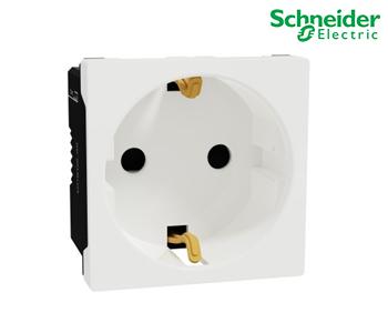 German Socket outlet, Schneider Miluz E, 16A, 250V, 2 Pin with earth, 2 Module, White - M3TB426_GR