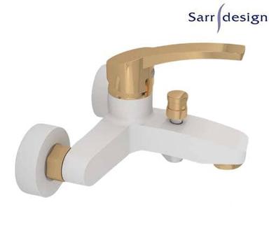 Amazon Single Lever Wall-mount Bath & Shower Mixer With Automatic Diverter White & Gold - Sarrdesign - SD1121-WGP