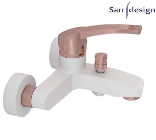 Amazon Single Lever Wall-mount Bath & Shower Mixer With Automatic Diverter White & Rose Gold - Sarrdesign - SD1121-WRG