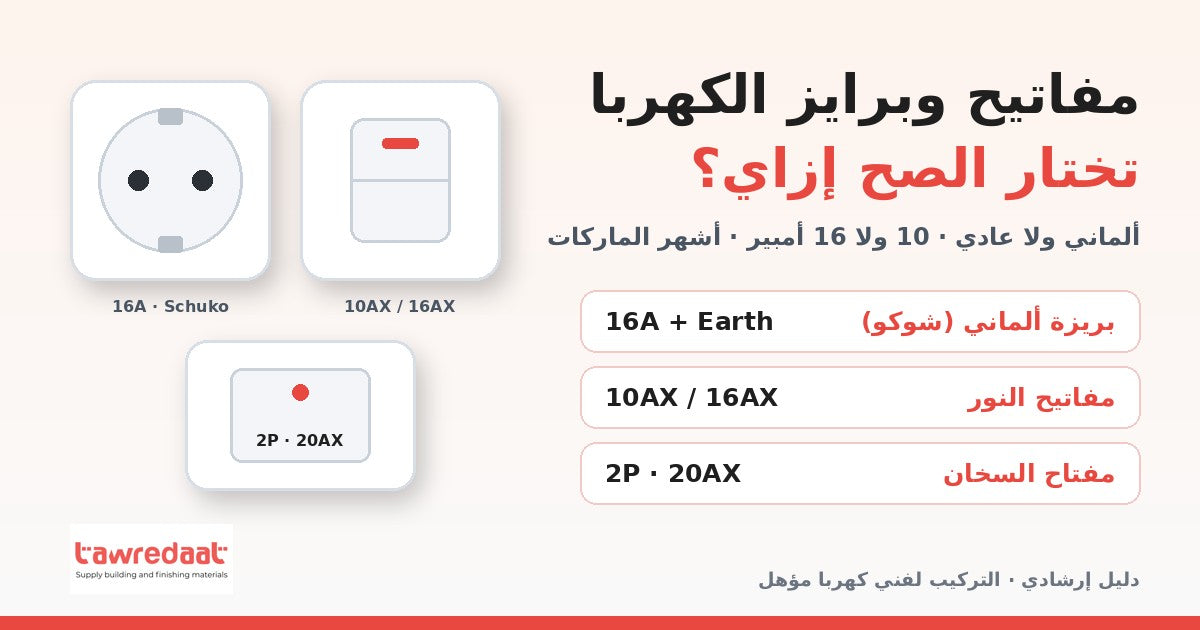 دليل اختيار مفاتيح وبرايز الكهربا: بريزة ألماني ولا عادي و10 ولا 16 أمبير - توريدات