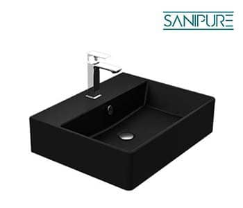 Kepler Above-counter Basin 60 Cm - Black Matt - Sanipure - 0419600900