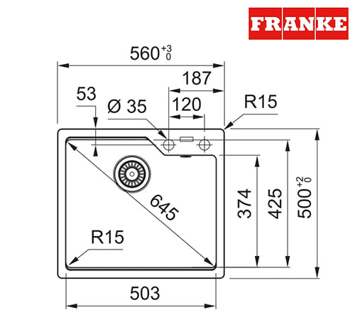 Franke Urban UBG 610-50 - Beige Kitchen Sink 1 Bowl 56×50 cm - 114.0686.792