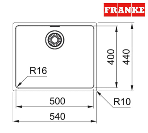 Franke Maris Mr× 210-50 - Stainless Steel Kitchen Sink 1 Bowl 54×44 Cm - 127.0525.226