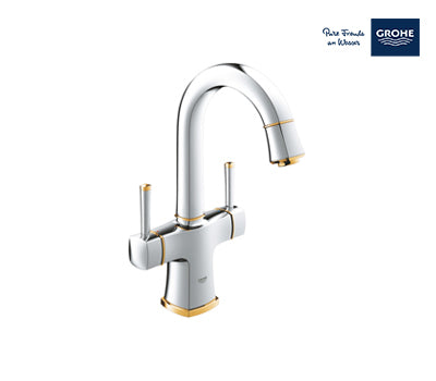 Grohe Grandera Two-Handle Basin Mixer, 1/2″ L-size - Chrome/Gold - 21107IG0
