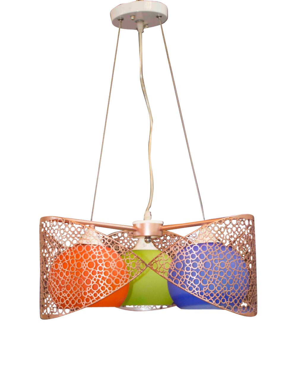 Al Tahhan Multi Color Glass*Ferforger Pendant 150×45×20 cm - 3 Bulbs - TH-2145/3