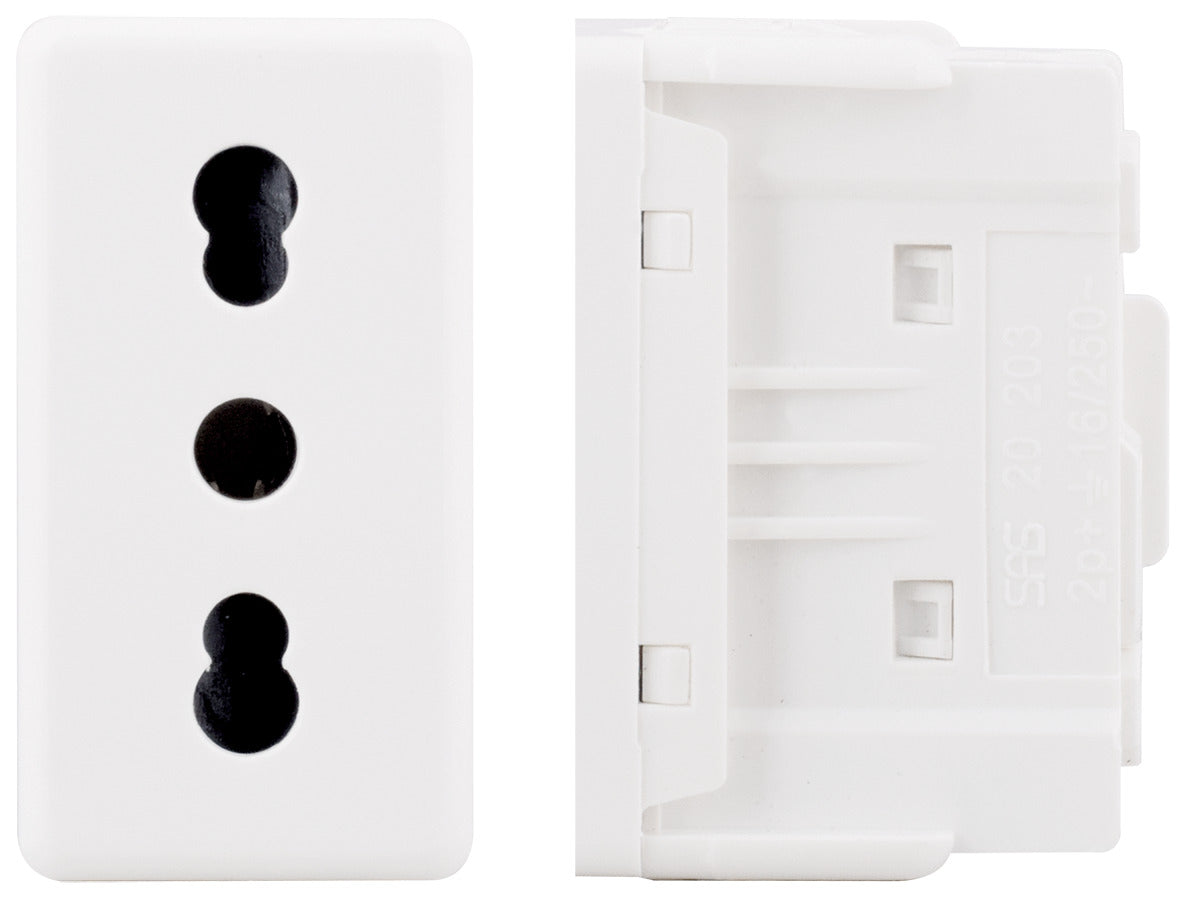 Italian socket with shutter - White - 16 A - UNO SAS - 203 22
