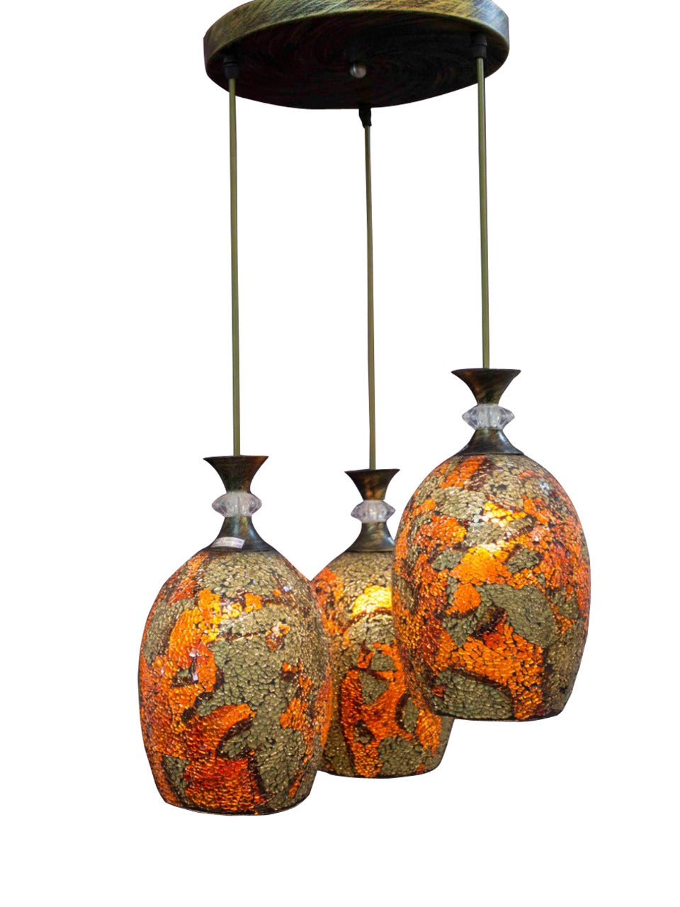 Al Tahhan Brown Glass Pendant 150×45×30 cm - 3 Bulbs - TH-2815/3