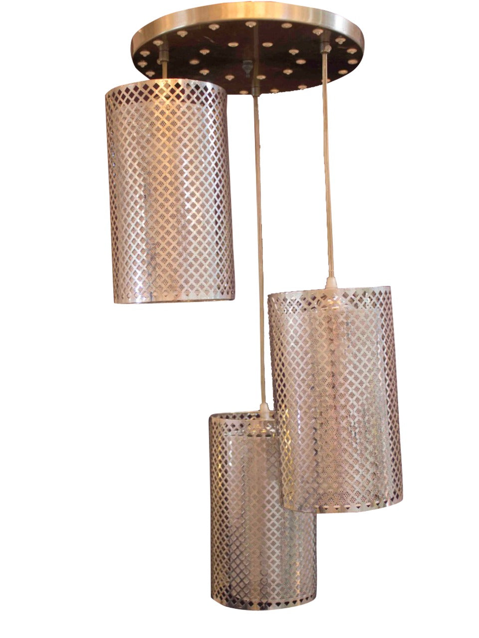 Al Tahhan Double Silver Metal Pendant With LED Base 150×45×25 cm - 3 Bulbs - TH-3396/3