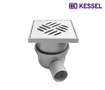 Kessel - Squared Point Drain with Open Cover & Lateral Outlet 50 mm 100x100 mm - 375020013