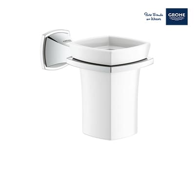 Grohe Grandera Soap Holder & Soap Dispensers With Ceramic Tumbler- Chrome - 40626000