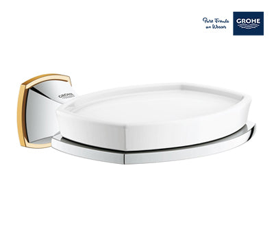 Grohe Grandera Ceramic Soap Dish With Holder - Chrome/Gold - 40628IG0