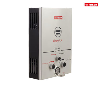 Fresh Natural Gas Water Heater 6 liter Crystal with Adapter - Black - 500010971