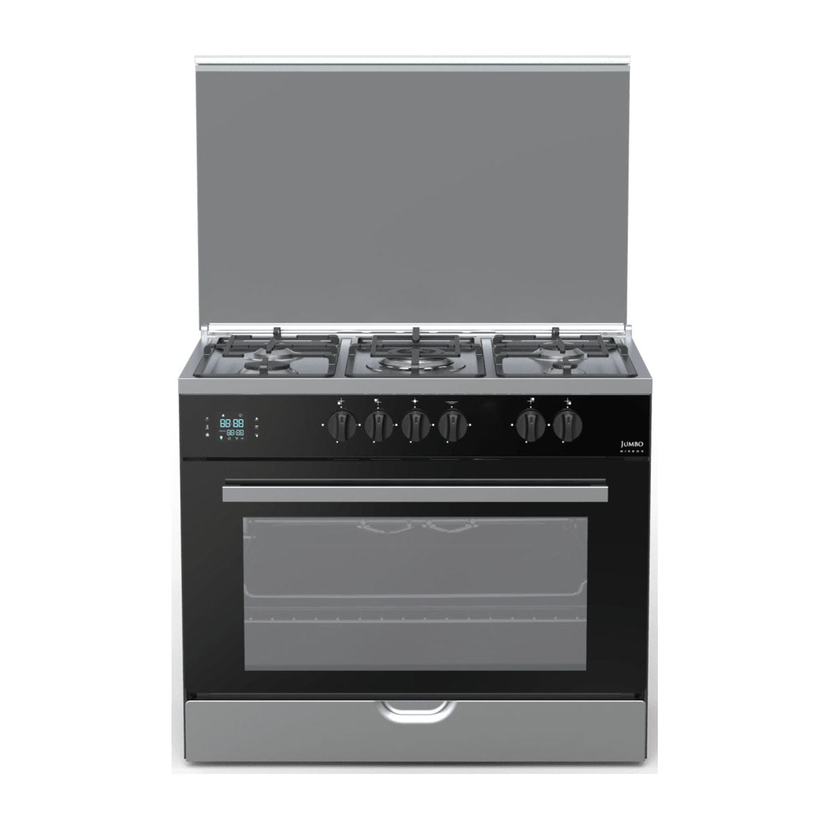 Fresh Jumbo Mirror Gas Cooker - Black*Silver - 5 Burners - 90*60 cm - 500011570