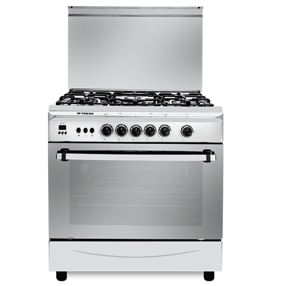 Fresh Italiano Gas Cooker Cast Digital Fan - Stainless Steel - 5 Burners - 80 Cm - 500012094