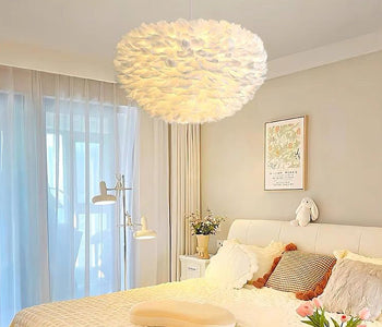 Qurtoba Ceiling Lamps - Off White - Natural Ostrich Feather -45*45*120 cm - 55550001