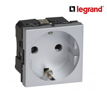 German Standard Socket Outlets Arteor With Shutters - 2 Modules - Soft Alu - Legrand - 571041