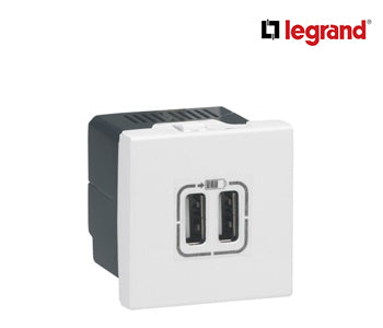 USB Power Supply Charger Arteor - Double USB Sockets - 5 V - 3 A - 2 Modules - White - Legrand - 572078