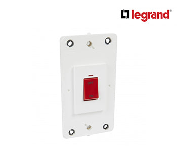 Double pole Switch Arteor 45 A 250 V~ Wth Neon - 2 Modules - White - Legrand - 572080