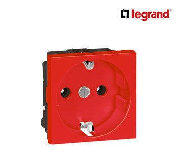 German Standard Socket Outlets Arteor With Shutters - 2 Modules - Red - Legrand - 572463