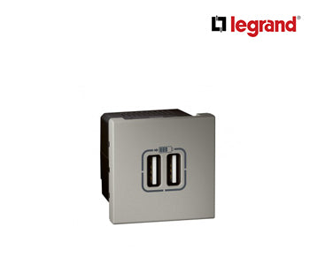 USB Power Supply Charger Arteor - Double USB Sockets - 5 V - 3 A - 2 Modules - Magnesium - Legrand - 572578