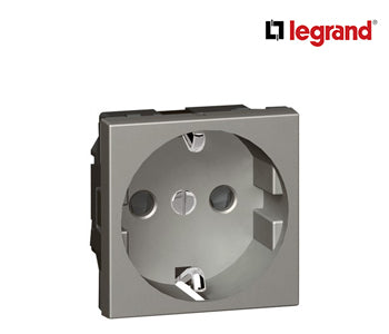 German Standard Socket Outlets Arteor With Shutters - 2 Modules - Magnesium - Legrand - 572618