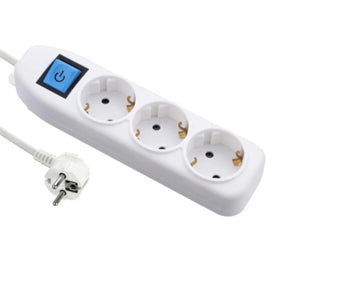 مشترك 3 مخرج بمفتاح - كابل 2 متر - ابيض 250V / 3500W / 16A - 6224009746231