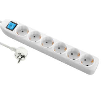 مشترك 6 مخرج بمفتاح - كابل 2 متر - ابيض - 250V / 3500W / 16A - 6224009746279