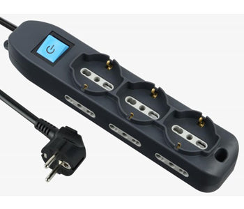 مشترك 9 مخرج بمفتاح - كابل 2 متر - اسود - 250V / 3500W / 16A - 6224009746286