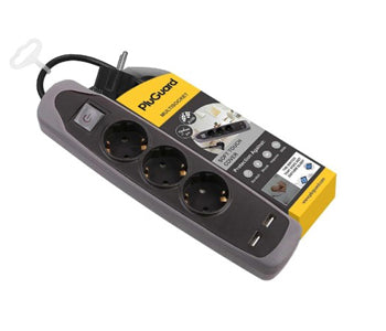 مشترك اى لوك 3 مخرج بمفتاح و 2 USB - كابل 2 متر - اسود - 6224009746408