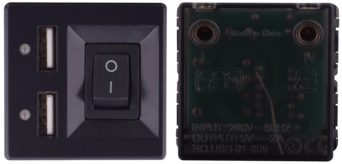 سوكت شاحن USB - أسود - أونو - 909 91