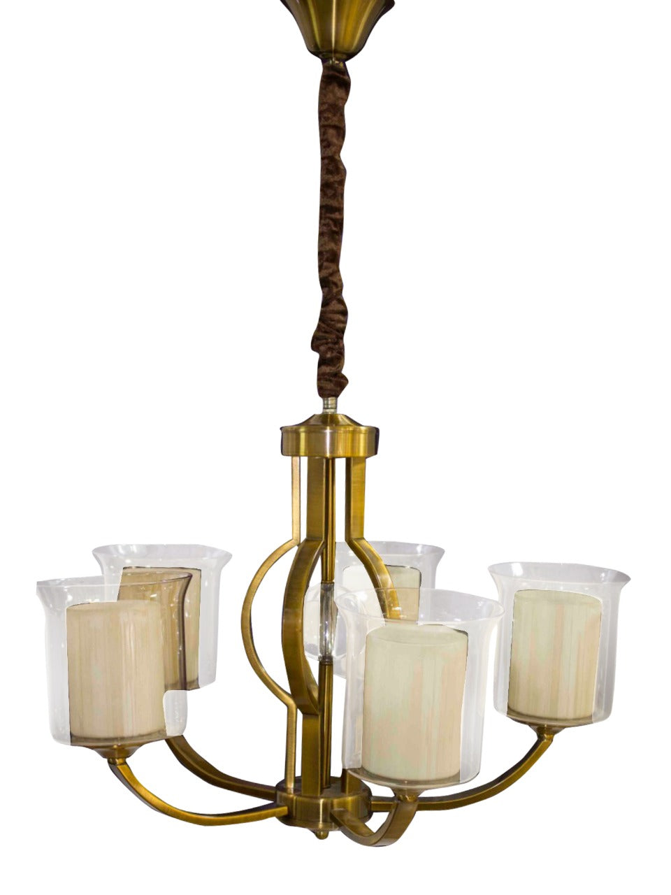 نجفة الطحان للاضاءة فورفورجية برونز مع زجاج مزدوج - 5 لمبة - 150×45×40 سم - TH-9443/5