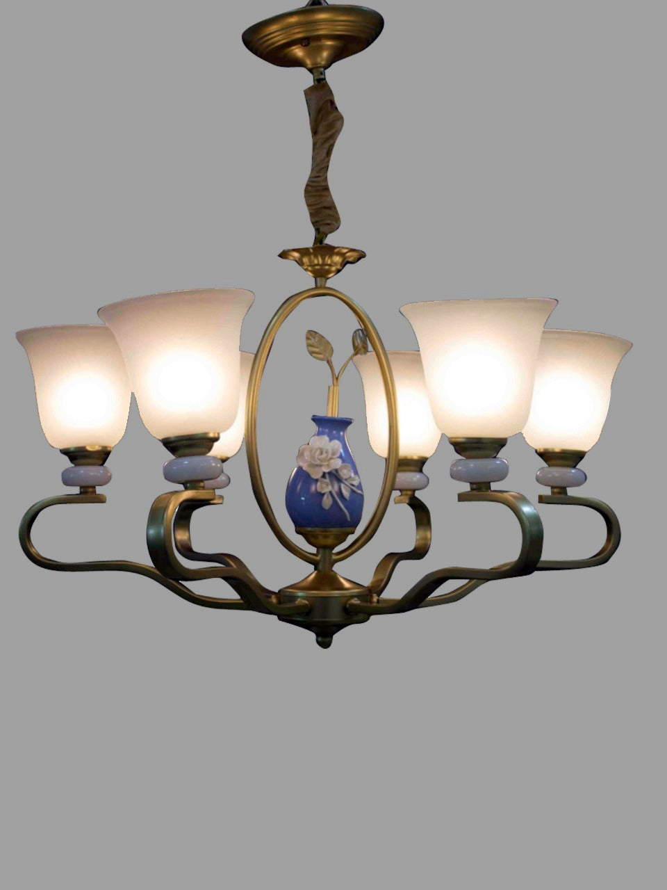 نجفة الطحان للاضاءة فورفورجية ذهبي بها رخام صناعي - 6 لمبة - 150×50×55 سم - TH-980/6