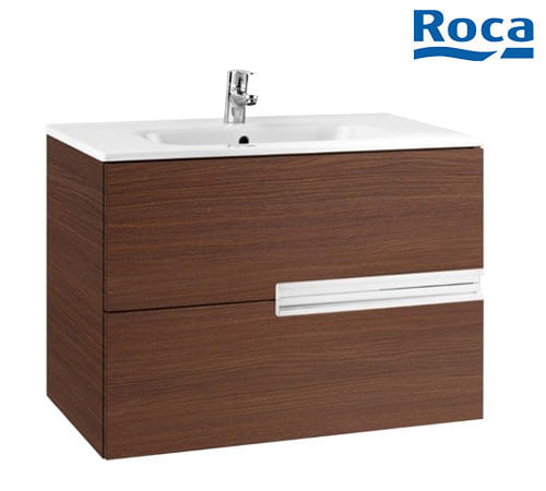 Roca Victoria-N Base Unit With 2 Drawers And Basin 80cm - Dark Brown - A855832154